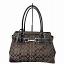 【中古】|COACH コーチ 10246 パンプトンズ シグネチャーラージ キャリオール ハンドバッグ トートバッグ ダークブラウン