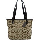 【中古】|COACH コーチ シグネチャー トートバッグ ハンドバッグ ブラウン系