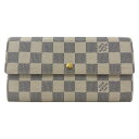 【中古】|Louis Vuitton ルイヴィトン N61735 ポルトフォイユ サラ ダミエ アズール ホワイト 長財布 レディース 財布