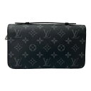 【中古】｜Louis Vuitton ルイヴィトン ジッピーXL M61698 モノグラム エクリプス クラッチバッグ セカンドバッグ 長財布 ブラック メンズ