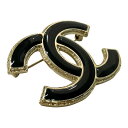 【中古】|CHANEL シャネル B22A ココマークブローチ CCロゴ ブラック ゴールド メタル レディース アクセサリー ファッション小物