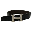【中古】|HERMES エルメス コンスタンスベルト リバーシブル Hバックル □R復刻 ベルト ブラック シルバー ブラウン メンズ