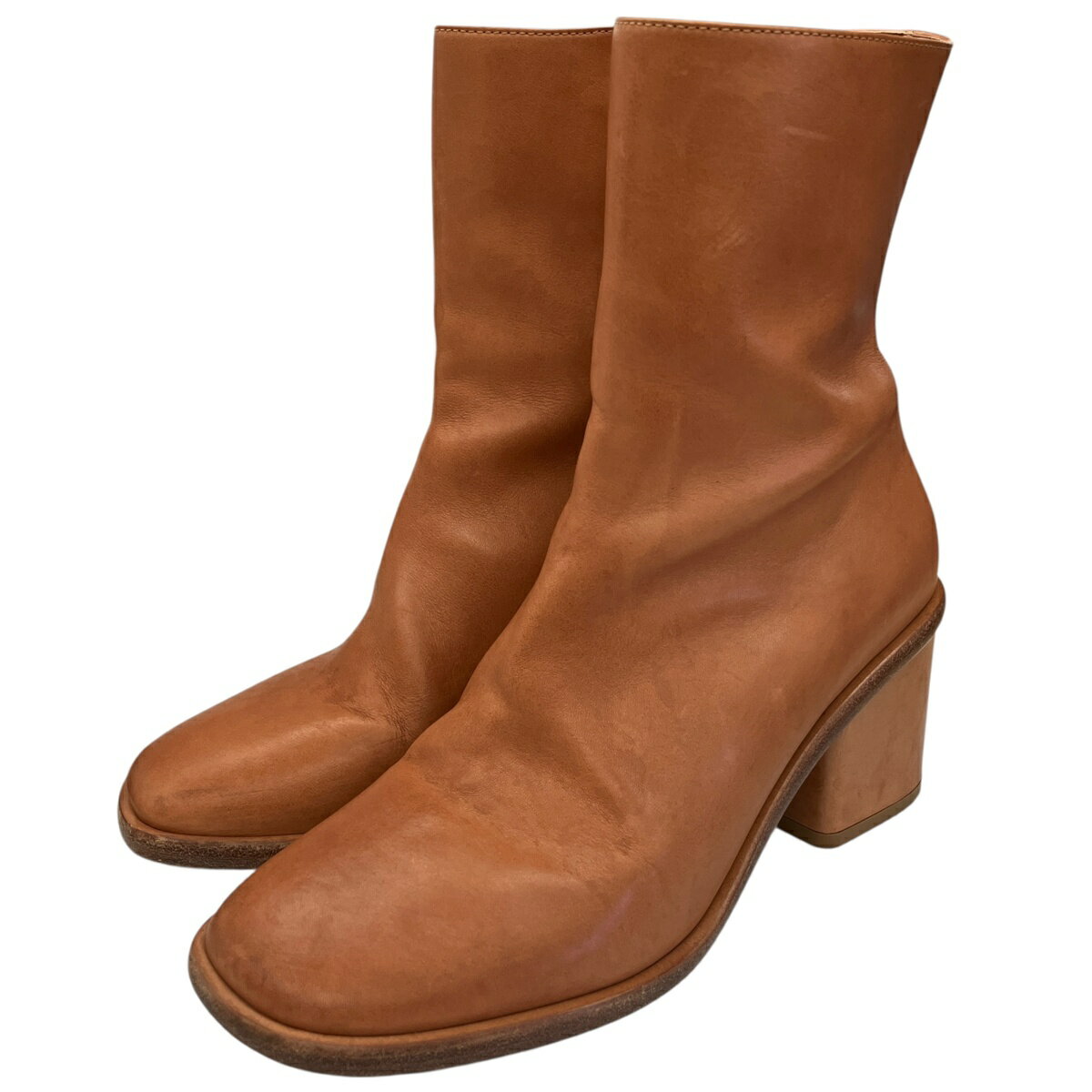 【中古】｜Chloe クロエ サイドジップ レザー ショートブーツ 37 23.5cm キャメル レディース