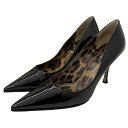 【中古】|DOLCE&GABBANA ドルチェ&ガッバーナ エナメル パテントレザー ポインテッドトゥ パンプス ハイヒール 38 24cm ブラック