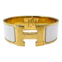 【中古】|HERMES エルメス クリッククラシックGM Hバングル ゴールド ホワイト O刻印 バングル ブレスレット