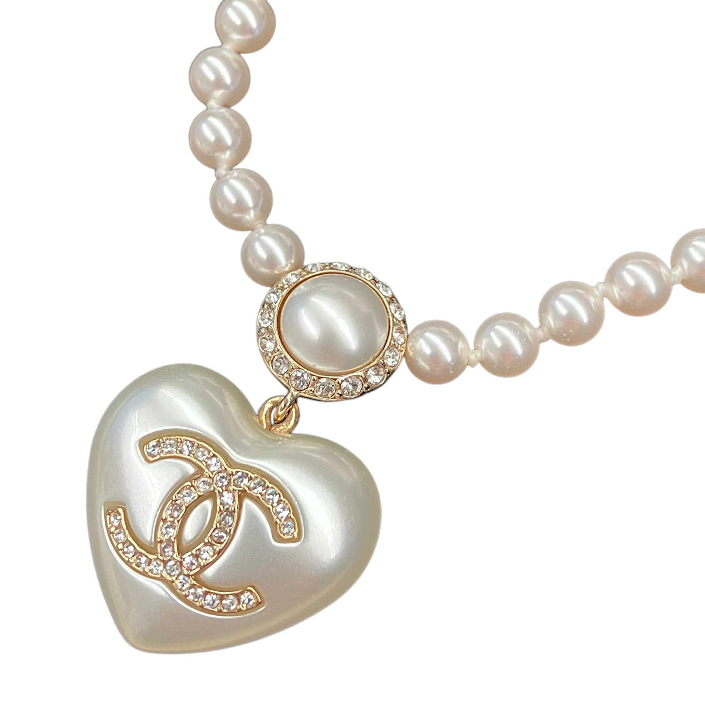 【中古】｜CHANEL シャネル A22 ハートモチーフ ココマーク パールネックレス CCロゴ アクセサリー レディースのサムネイル