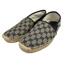 【中古】|GUCCI グッチ エスパドリーユ GGキャンバス ネイビー系 紺 メンズ シューズ 靴 スリッポン サイズ表記9(約:28cm)