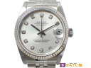 【美品】 ROLEX　ロレックス　78274G　デイトジャスト　K18WG×SS　10Pダイヤ　シル ...