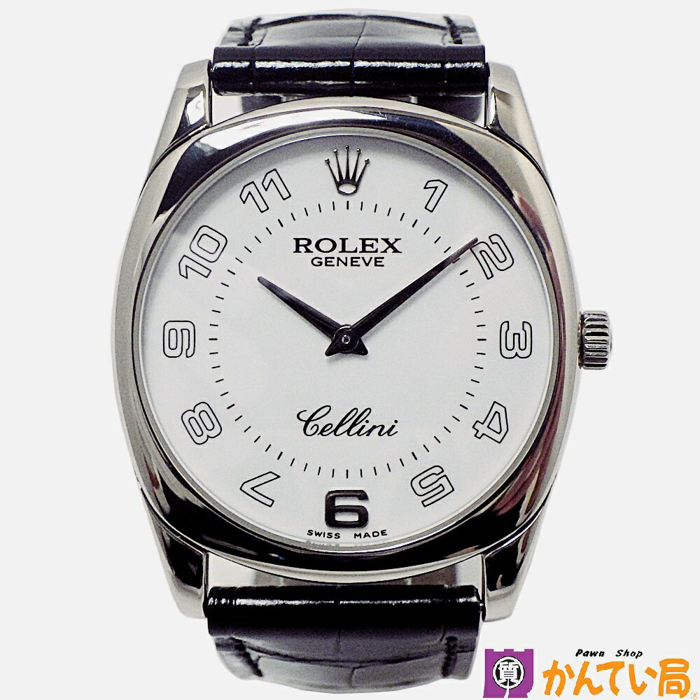 【ランクA】 ROLEX　ロレックス　4233　Cellini　チェリーニ ダナオス　K番　手巻き　腕時計　メンズ　白文字盤　K18WG　750　ホワイトゴールド　純正ベルト　レザーベルト　アリゲーター　2021年12月オーバーホール&外装仕上済み　質屋 かんてい局 金沢バイパス店　21-3879