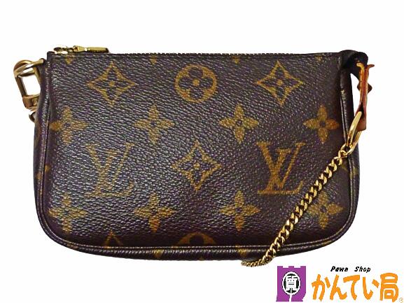 【ランクAB】LOUIS VUITTON　ルイヴィトン　M58009　ミニ ポシェット アクセソワール　アクセサリーポーチ　モノグラム　ブラウン　ゴールド金具　ファスナー開閉式　チェーン　PVC　レザー　ヌメ革　レディース　ブランド　ロゴ　中古 質屋かんてい局金沢バイパス店 B22-762