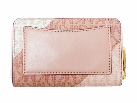【美品】MICHAEL KORS　マイケルコース　32S0GJ6D0Y　カードケース　コインケース　シグネチャー　PVC　ピンクベージュ　アイボリー　ゴールド金具　ラウンドファスナー開閉式　レディース　ロゴ　中古　質屋 かんてい局 金沢バイパス店　B22-31