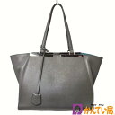 【ランクAB】FENDI　フェンディ　8BH275　3jours　トロワジュール　トートバッグ　ハンドバッグ　セミショルダーバッグ　レザー　グレー　シルバー金具　ボタン開閉式　肩掛け　レディース　ブランド　中古　質屋 かんてい局 金沢バイパス店　B24-632