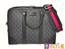 【良品】GUCCI グッチ 474135 GGスプリーム ブリーフケース ビジネスバッグ ハンドバッグ ショルダーバッグ 2WAYバッグ グレー ブラック レザ...