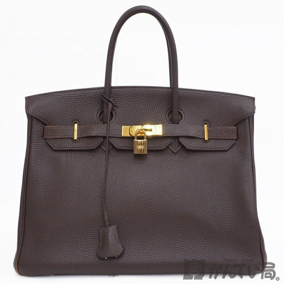 【中古】HERMES　エルメス　バーキン35　ハンドバッグ　トゴ　ダークブラウン　ゴールド金具　□J刻印　保存袋・カデナ・カギ・クロシェットつき　レディース　レザー　福久店　A24-1046のサムネイル
