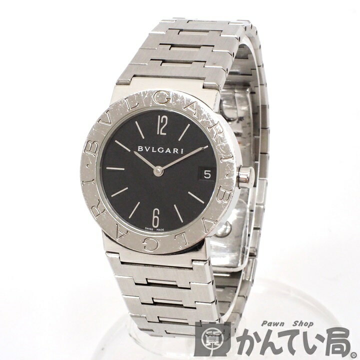 【USED-B】BVLGARI ブルガリ　ブルガリブルガリ　BB30SS　クォーツ　シルバー×ブラック　黒文字盤　SS　ボーイズ 腕時計　内外箱・取説・ギャラつき　質屋 かんてい局金沢久安店　22-2632H