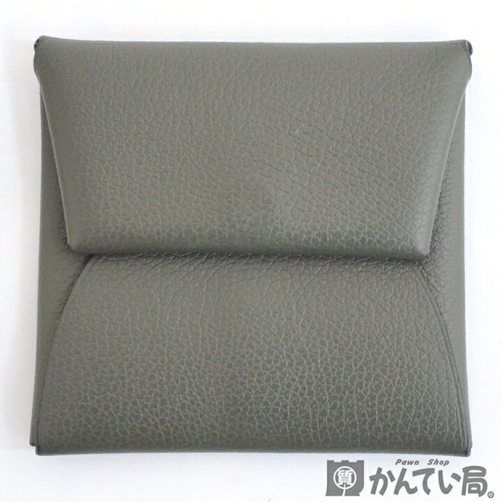 【USED-A】HERMES エルメス　バスティア　コインケース　コインパース　小銭入れ　U刻印　レザー　グレー系　箱つき　久安店　A24-1H