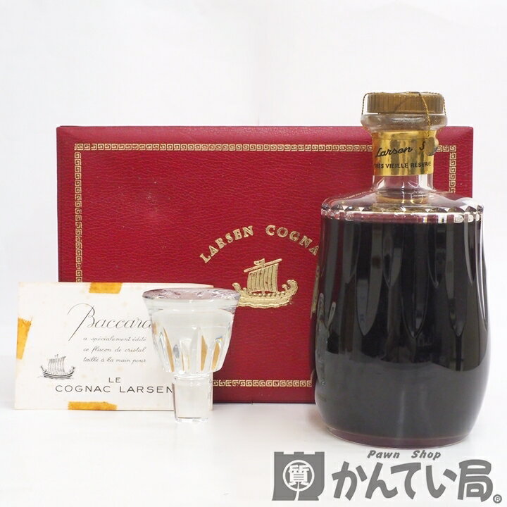 【未開栓】LARSEN ラーセン　Tres Vieille Reserve　トレ ヴィエイユ リザーブ　Baccarat　バカラ　クリスタル　デキャンタ　ブランデー　コニャック　替え栓・箱つき　久安店　A24-220H