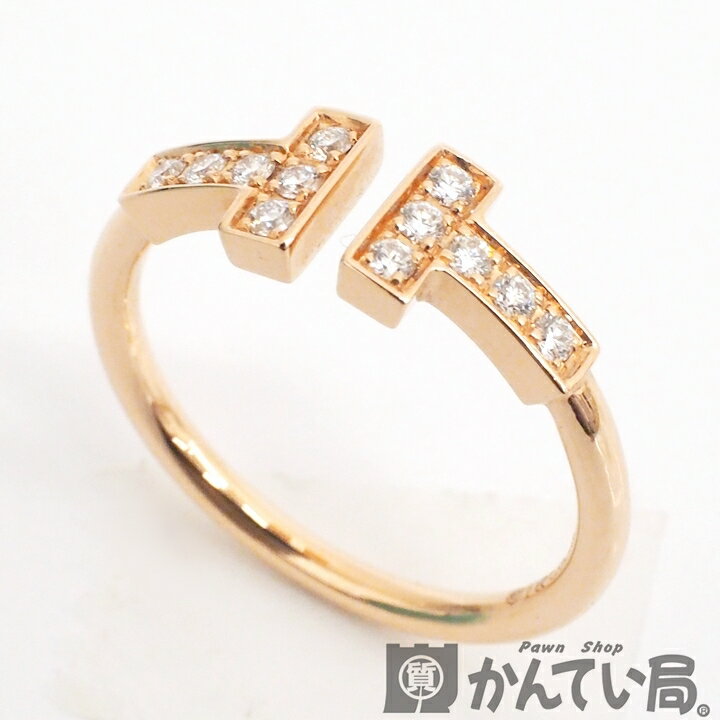 【USED-A】TIFFANY＆Co. ティファニー ティファニーT ダイヤモンド ワイヤーリング 18K ローズゴールド Au750 D:0.13ct 9号 約2.3g 久安店 A24-241H