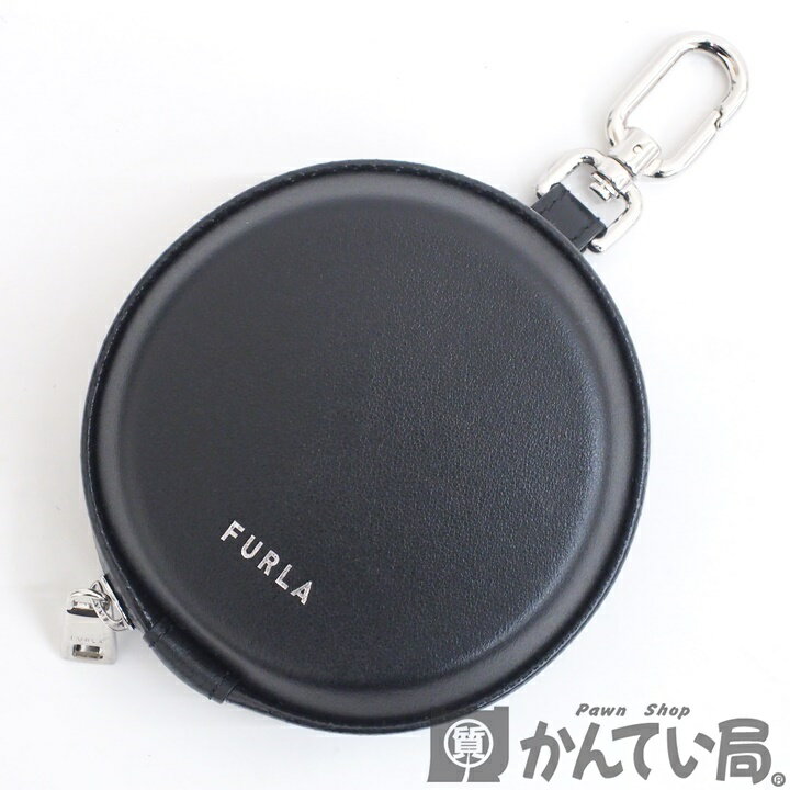 フルラ 小銭入れ レディース 【USED-SA】FURLA フルラ　MR00014　MAN TRAVEL コインケース　小銭入れ　ヴィテッロ セラ ルクス(ソフト牛革）　ブラック　黒　ラウンド　丸形　久安店　A22-950H