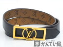 【USED-B】LOUIS VUITTON　ルイヴィトン　M0203W　サンチュール ベルト ドーフィーヌ　25mm　リバーシブル　　ベルト　80/32　ブラック　ブラウン　ゴールド金具　久安店　A23-2421H