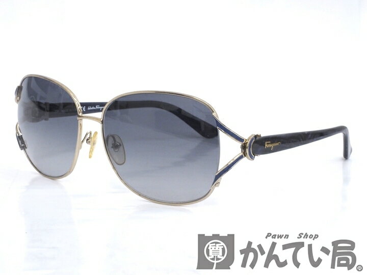 【USED-B】Salvatore Ferragamo サルヴァトーレフェラガモ　サングラス　SF115S　ガンチーニ　ネイビー　ケース・クロスつき　久安店　A24-1768H