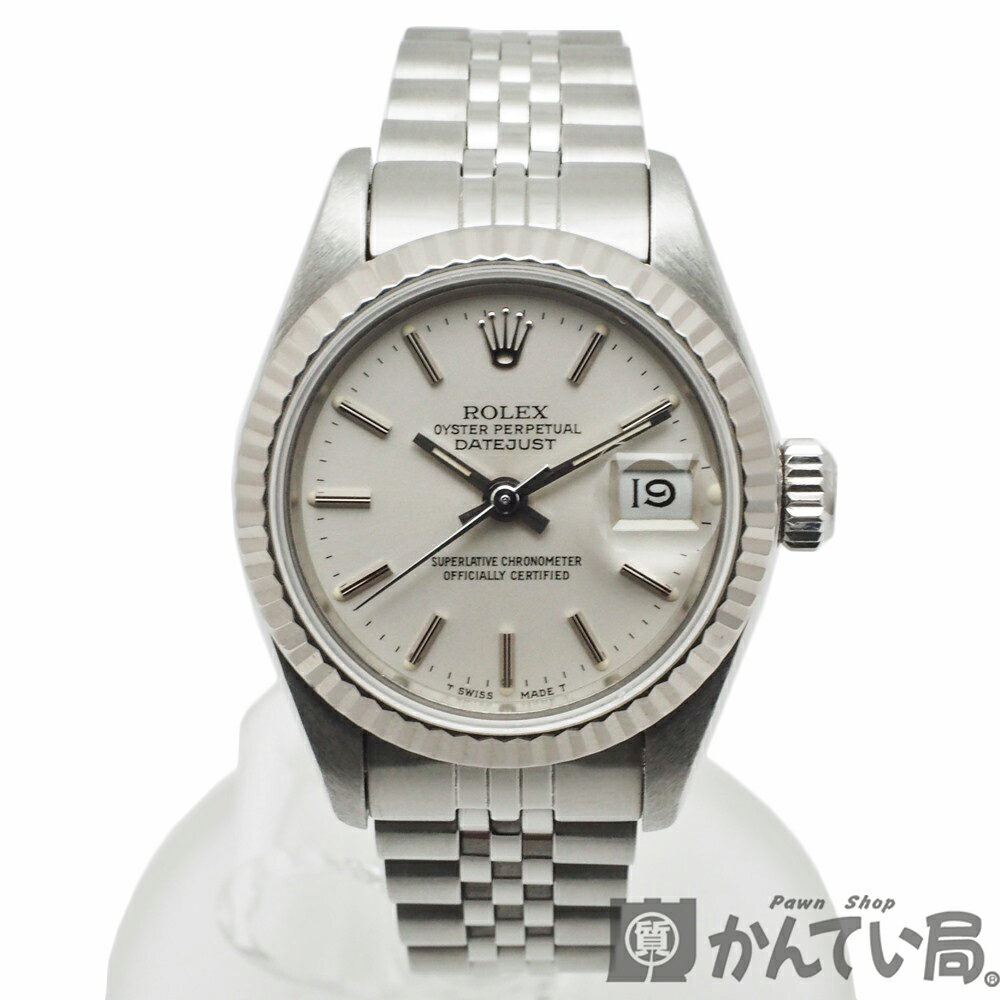 【USED-A】ROLEX　ロレックス　69174　オイスターパーペチュアル　デイトジャスト　L番　シルバー文字盤　自動巻き　K18WG　SS/WG　ホワイトゴールド　レディース腕時計　内外箱 コマ タグつき　質屋　かんてい局金沢久安店　21-3316H