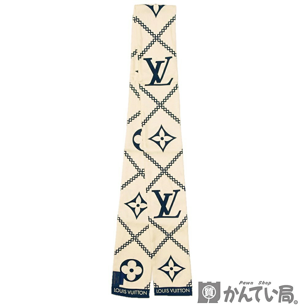 【レターパックプラス発送 代引き不可 時間指定不可】【USED-AB】LOUIS VUITTON　ルイ ヴィトン　M77453　バンドー クロワジヨン　スカーフ　ベージュ　モノグラム　質屋 かんてい局金沢久安店　A23-33Hのサムネイル