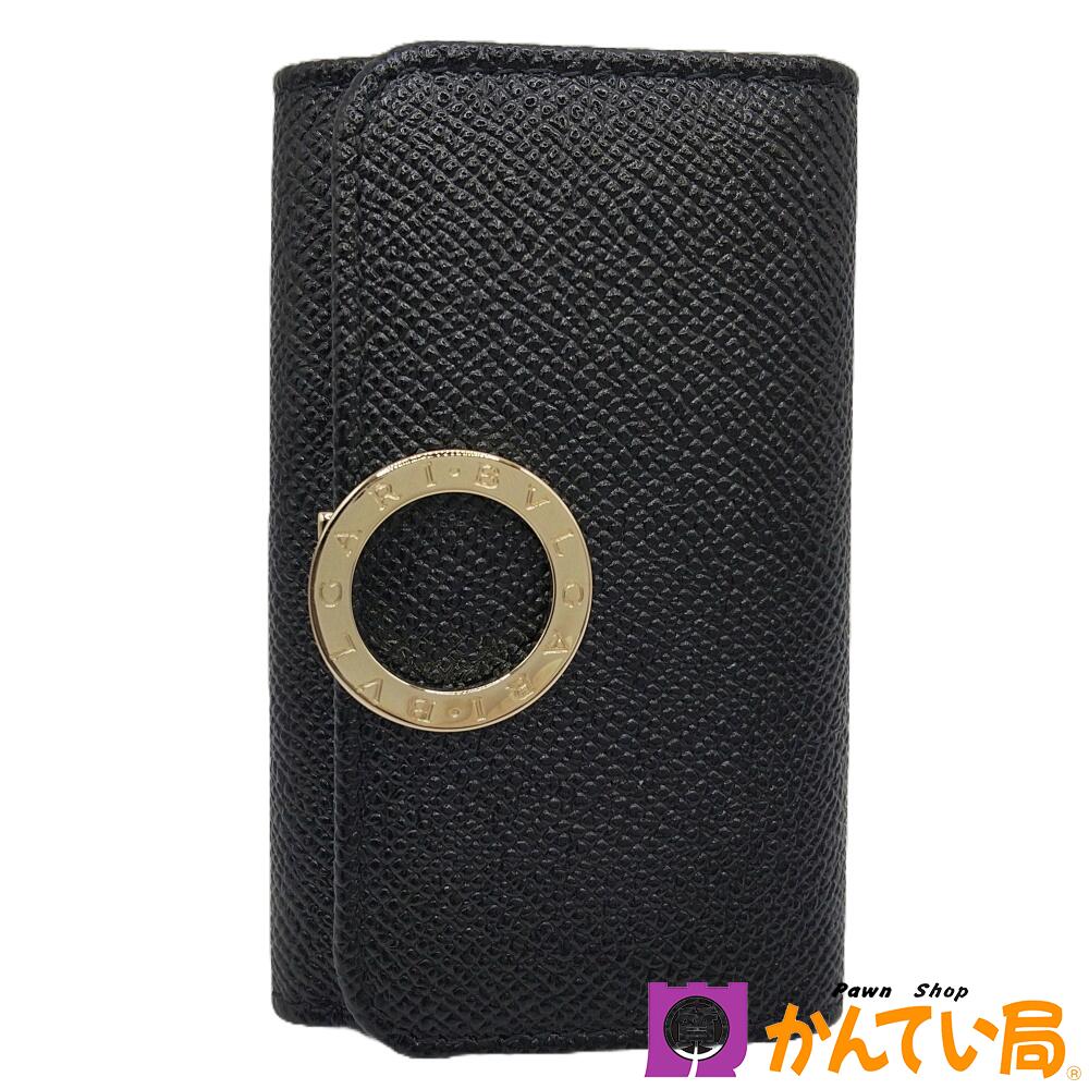 BVLGARI　ブルガリ　6連キーケース　ブルガリブルガリ　ロゴクリップ　レザー　ブラック　黒　金具開閉式　メンズ　レディース　B25-39