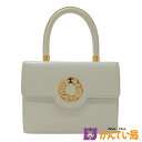 HANAE MORI ハナエ・モリ バニティバッグ アイボリー 森英恵 HM レザー ゴールド金具 パーティバッグ ハンドバッグ マグネットフラップ開閉式 ゴー...