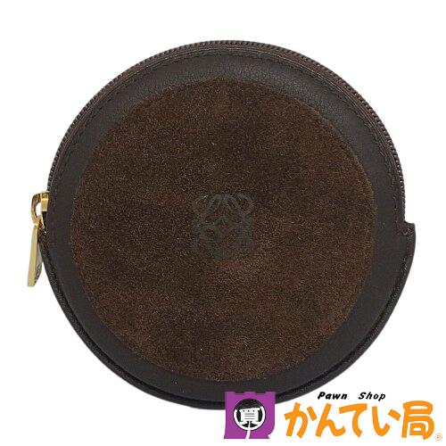LOEWE ロエベ コインケース ラウンド レザー スエード アナグラム ブラウン 財布 ウォレット 小銭入れ ゴールド金具 ファスナー開閉式 丸型 レディース 中古 B25-471 LOEWE ロエベ コインケース ラウンド レザー スエード アナグラム ブラウン 財布 ウォレット 小銭入れ ゴールド金具 ファスナー開閉式 丸型 レディース 中古 B25-471