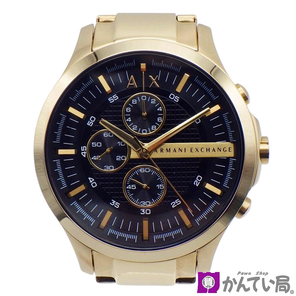 【中古】ARMANI EXCHANGE アルマーニ エクスチェンジ AX2137 メンズ腕時計 クロノグラフ クォーツ 黒文字盤 ゴールド 2024年1月電池交換済み