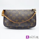 【中古】LOUIS VUITTON ルイ ヴィトン M51980 ポシェット アクセソワール モノグラム アクセサリーポーチ ミニバッグ マロンブラウン ゴールド金具 ファスナー開閉式 PVC レザー ヌメ革