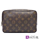 【中古】LOUIS VUITTON ルイヴィトン M47524 トゥルース・トワレット23 ポーチ モノグラム PVC レザー ブラウン ゴールド金具 レディー...