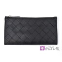 【中古】BOTTEGA VENETA ボッテガ ヴェネタ イントレチャート ロング ファスナーカードケース 729543VCPQ38803 フラグメントケース 小銭入れ ブラック 黒 カーフスキン レザー メンズ 保存袋/箱付き