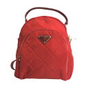 PRADA プラダ 1B2066 キルティング ナイロン × レザー 三角ロゴ テスートインプントゥ バックパック リュック レッド【極美品】【代引き不可】【送料無料】【質屋かんてい局横浜港南店】中古品 used A(4)