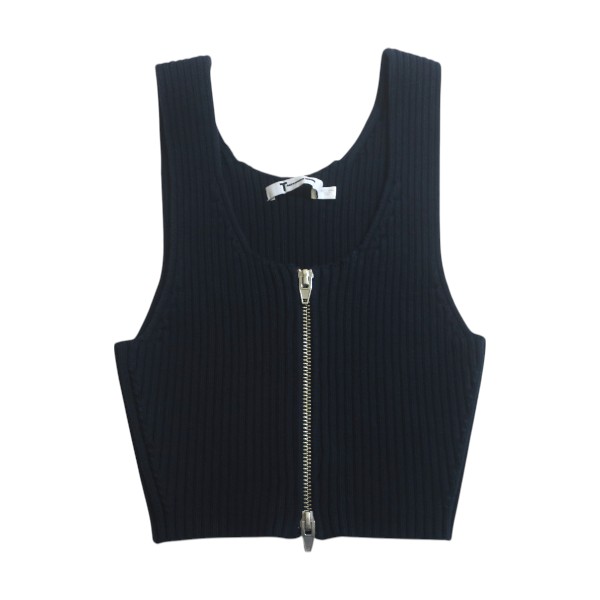 T by Alexander Wang ティーバイアレキサンダーワン フロントジップ レディース ノースリーブ ニットベスト #XS【送料無料】【質屋かんてい局横浜港南店】中古品 used AB
