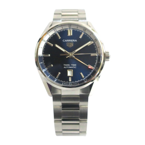 TAG HEUER タグホイヤー CARRERA カレラ WBN201A キャリバー7 ツインタイム デイト 自動巻き ブルー文字盤【極美品】【代引不可】【送料無料】【質屋かんてい局横浜港南店】中古品 used A
