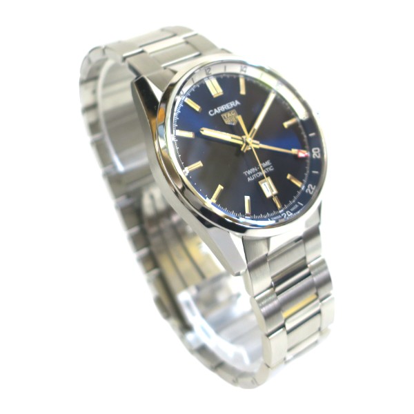 TAG HEUER タグホイヤー CARRERA カレラ WBN201A キャリバー7 ツインタイム デイト 自動巻き ブルー文字盤【極美品】【代引不可】【送料無料】【質屋かんてい局横浜港南店】中古品 used A
