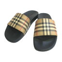 BURBERRY バーバリー 8056942 ノバチェック スライド サンダル #8 約26.5cm向け ブラック【送料無料】【質屋かんてい局横浜港南店】中古品...
