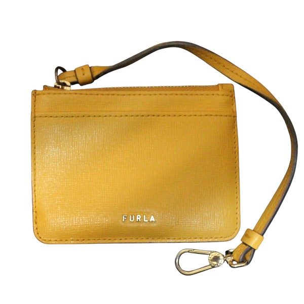 FURLA フルラ イエロー レザー カードケース コインケース【送料無料】【質屋 かんてい局横浜港南店】..