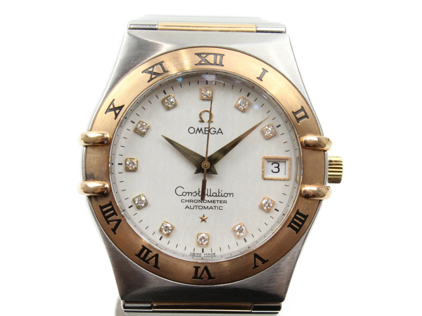 【50周年記念モデル】OMEGA　オメガ　コンステレーション　1304.35　自動巻き　デイト　11Pダイヤモンド　K18　イエローゴールド　SS　ステンレススチール　ホワイト　メンズ　腕時計【中古】