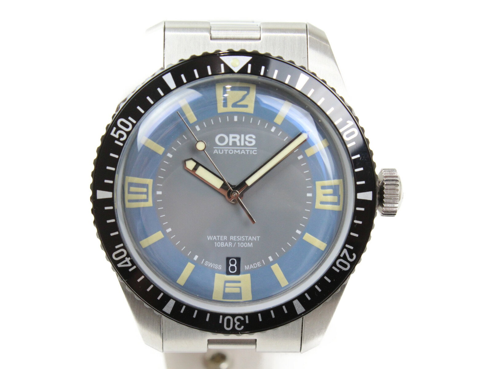 【1965年誕生の復刻モデル】ORIS　オリス　ダイバーズ65　733.7707.4065M　自動巻き　デイト　回転ベゼル　SS　ステンレススチール アルミニウムベゼル　メンズ　腕時計【中古】