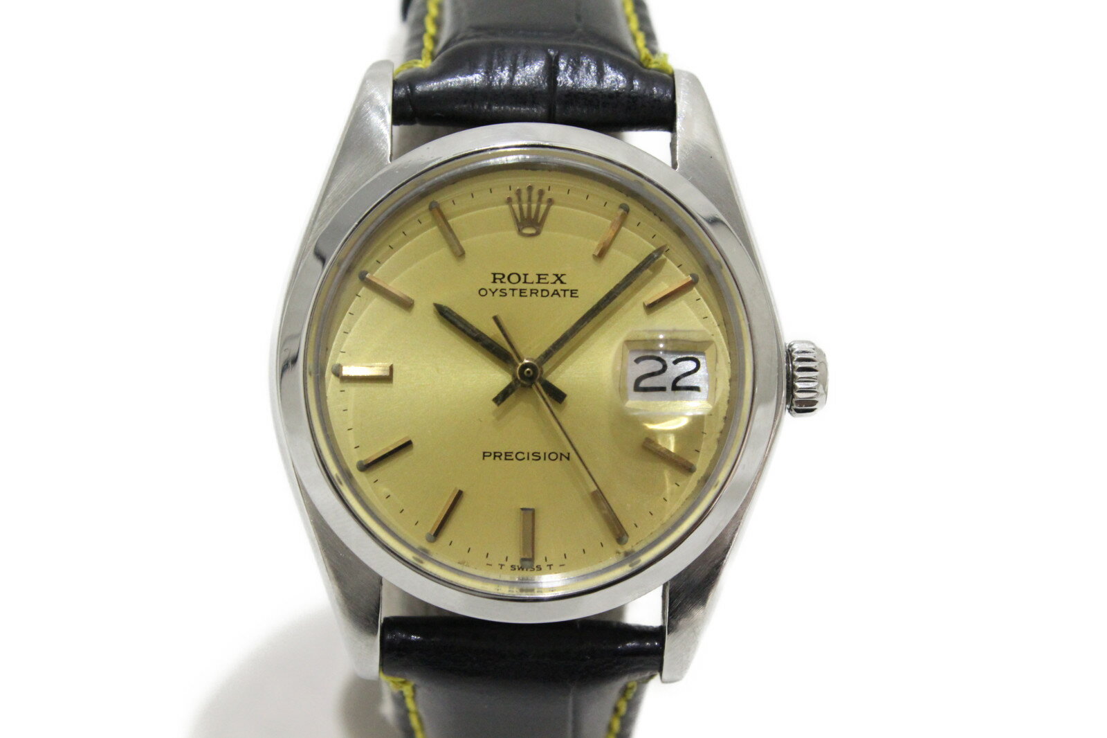 【アンティーク】ROLEX　ロレックス　オイスターデイト　6694　1973年頃　手巻き　SS　ステンレススチール　革ベルト　ゴールド　メンズ　腕時計【中古】