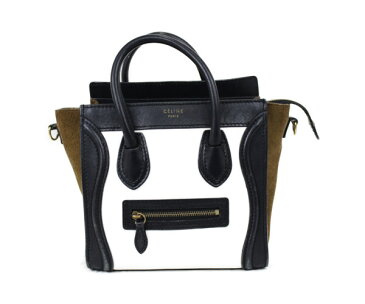 CELINE　トリコロールカラー　ナノショッパー　スムースカーフ　ショルダーストラップ付　レディース　ギフト　【中古】