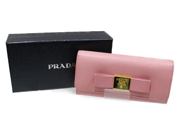 【箱、カードケース付き】PRADA サフィアーノ 1MH132 ピンク レザー レディース　長財布 【中古】新居浜店