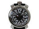 GaGamilano ガガミラノ マヌアーレ40 フローティング 5020.FL.01 クオーツ SS 牛革ベルト ブラック メンズ レディース ユニセックス ...