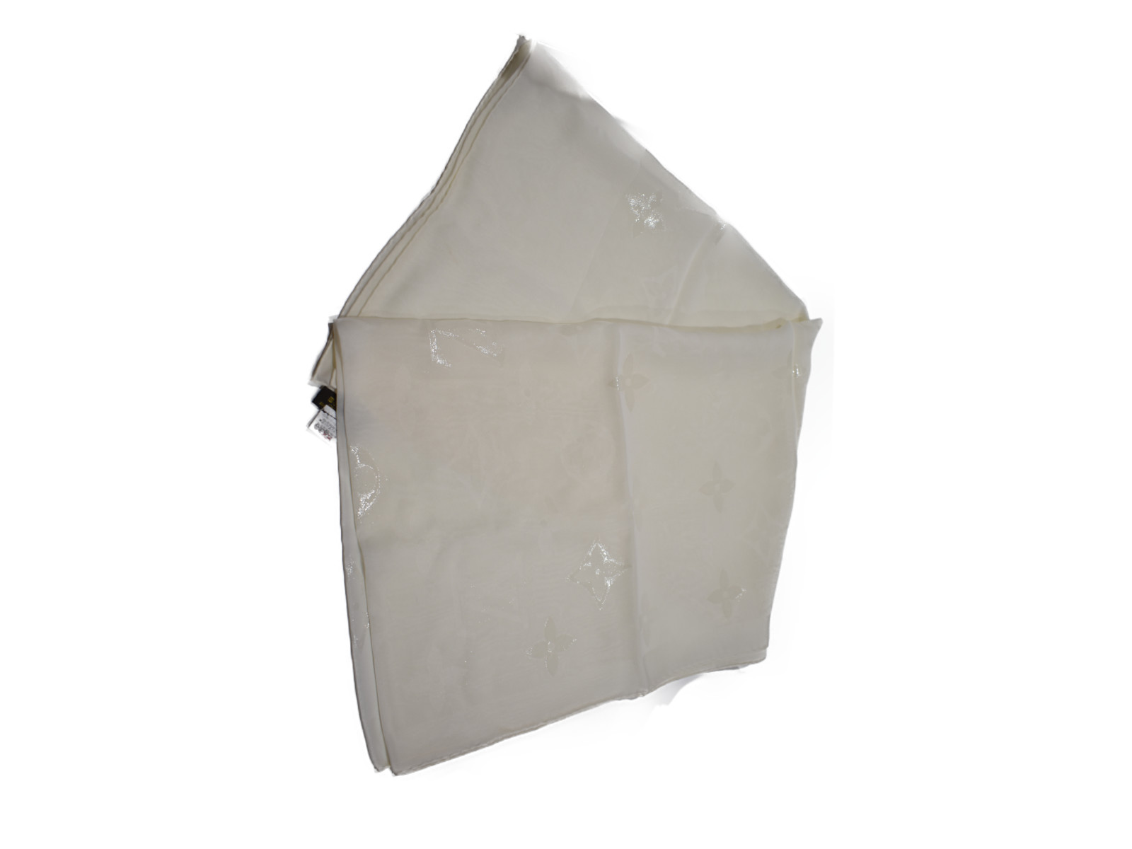 【美品・中古品★】LOUISVUITTONエトールモノグラム・グリッター 　 ホワイト系 シルク90％　ウール10％ レディース　トートバッグ　ストール　おしゃれ　中古　プレゼント包装可 【中古】新居浜店