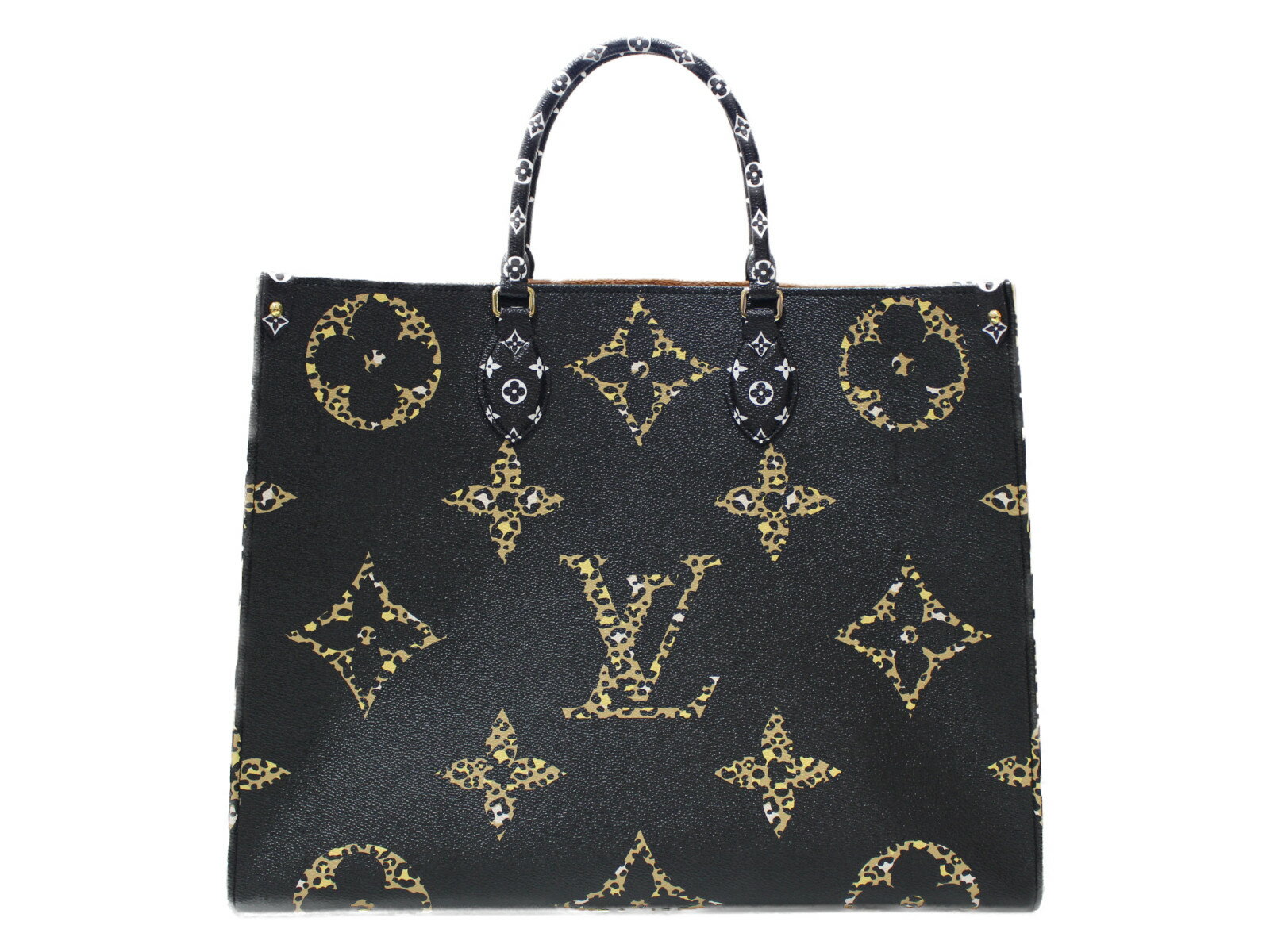 【☆未使用品☆】【箱・布袋あり】LOUIS VUITTON　オンザゴーGM　M44674　モノグラム・ジャングル　トートバッグ　ハンドバッグ　ブラック系　レディース　プレゼント包装可　【中古】のサムネイル