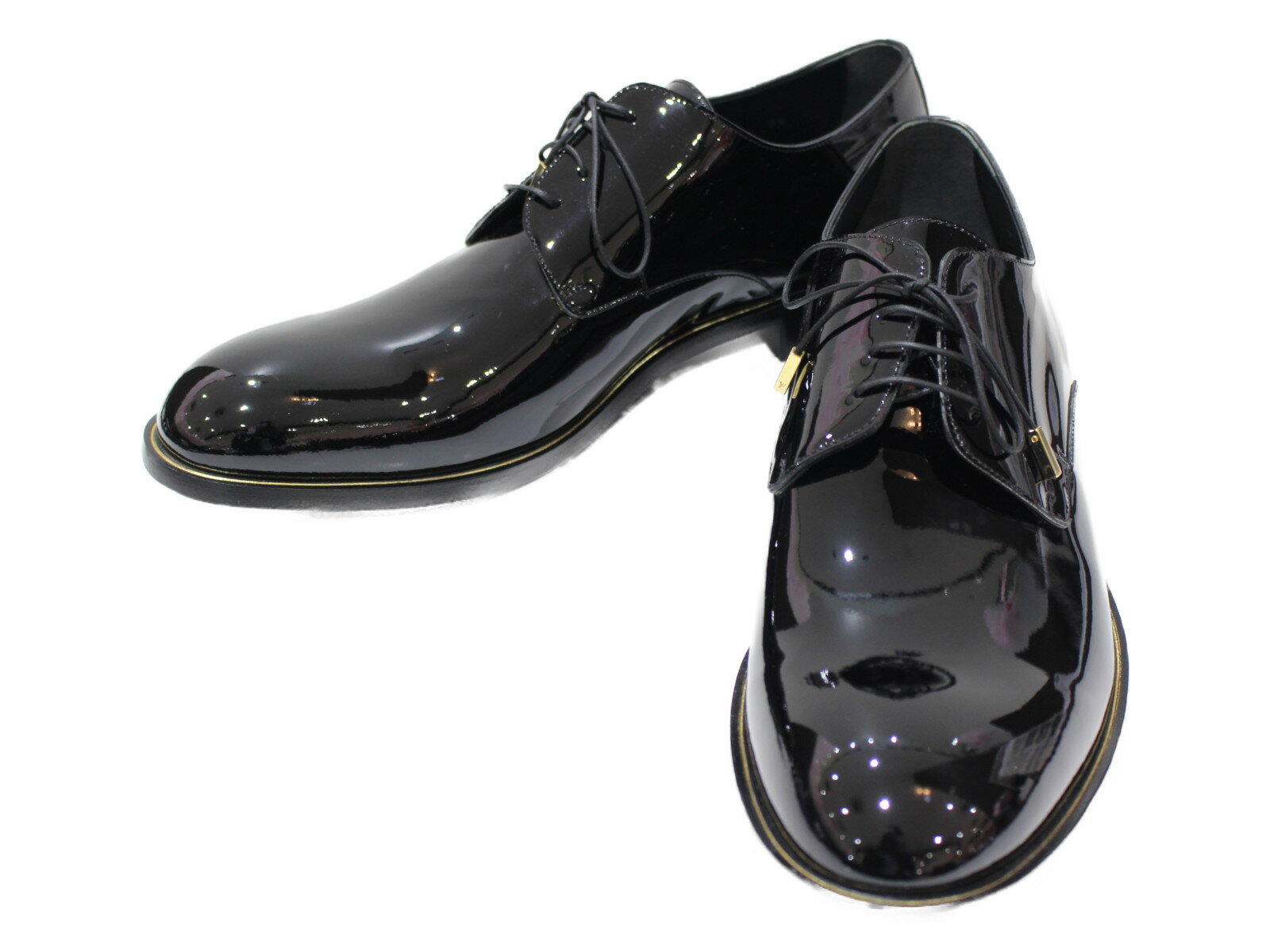 【☆未使用品☆】【箱・布袋あり】【レア商品】LOUIS VUITTON　ラインダービー　レザー　ブラック　メンズ　靴　革靴　プレゼント包装【中古】のサムネイル