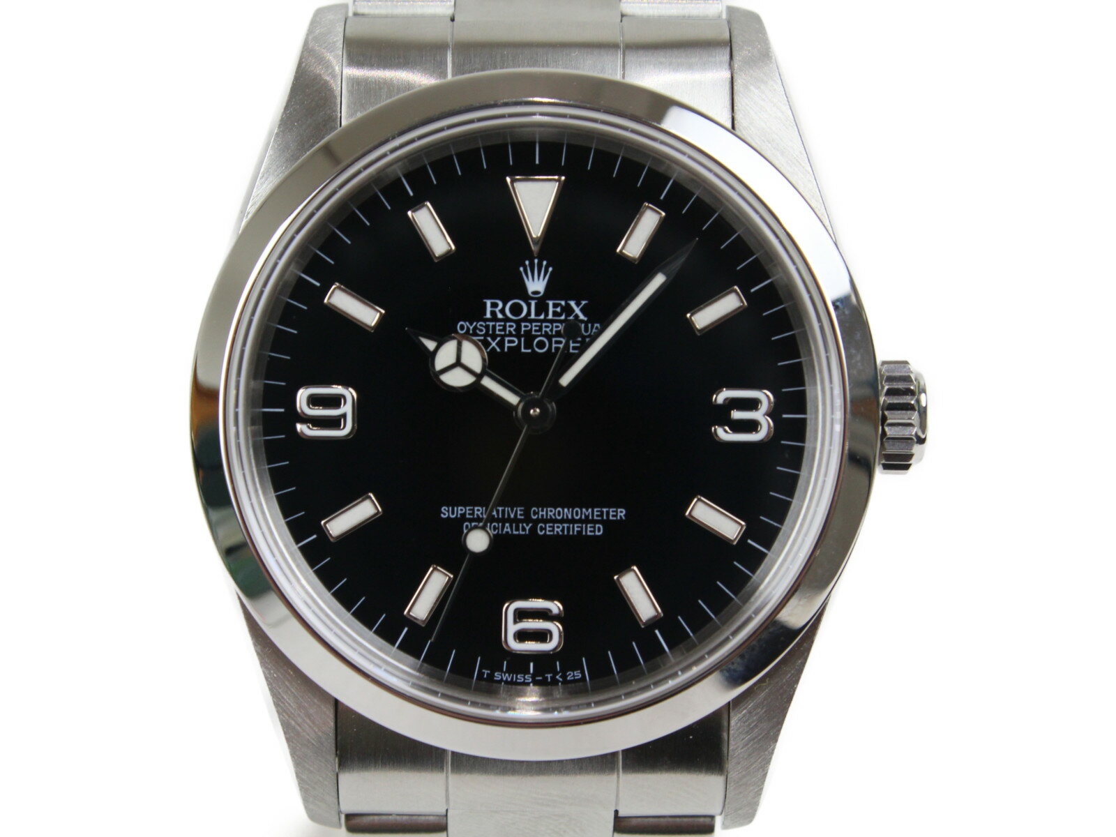 【ポリッシュ済】ROLEX　ロレックス　エクスプローラーI　14270　自動巻き　U番　SS　ブラック　メンズ　腕時計【中古】新居浜店